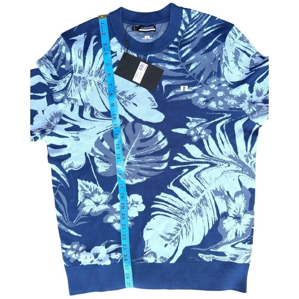 New J. Lindeberg Men’s Percy Hibiscus Blue Sweater Large - Picture 7 of 11